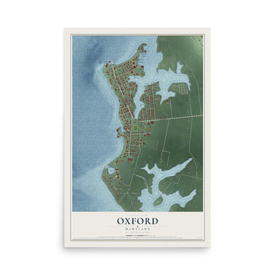 Map of Oxford, Maryland, 12 x 18 inch unframed archival matte print