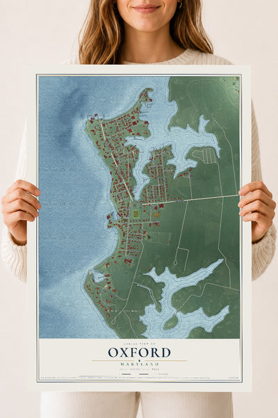 Map of Oxford, Maryland, 18 x 24 inch unframed archival matte print