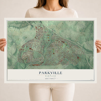 Map of Parkville, Maryland, 18 x 24 inch unframed archival matte print