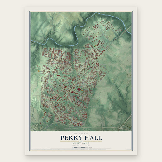 Perry Hall, Maryland map print, the full design