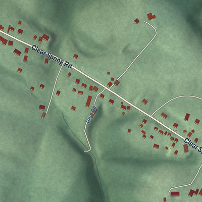 Close-up of the map of Pinesburg, Maryland print showing street and building detail