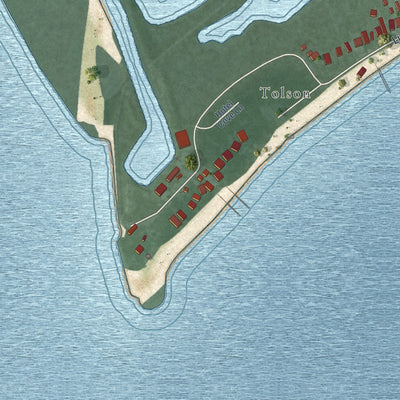 Close-up of the map of Piney Point, Maryland print showing street and building detail