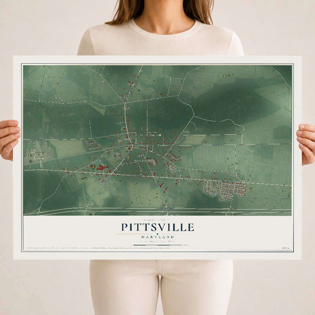 Map of Pittsville, Maryland, 18 x 24 inch unframed archival matte print