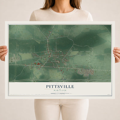 Map of Pittsville, Maryland, 18 x 24 inch unframed archival matte print