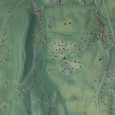 Close-up of the map of Pleasant Valley, Maryland print showing street and building detail