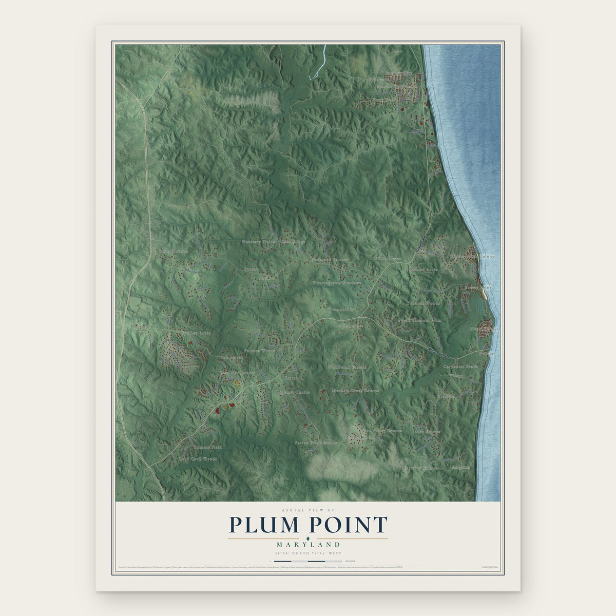 Plum Point, Maryland map print, the full design