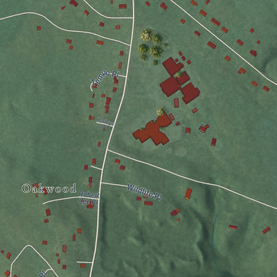 Close-up of the map of Pomfret, Maryland print showing street and building detail