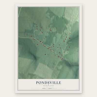 Pondsville, Maryland map print, the full design