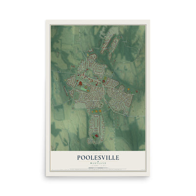 Map of Poolesville, Maryland, 12 x 18 inch unframed archival matte print