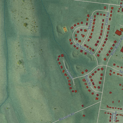 Second close-up of the map of Poolesville, Maryland print showing more streets and buildings