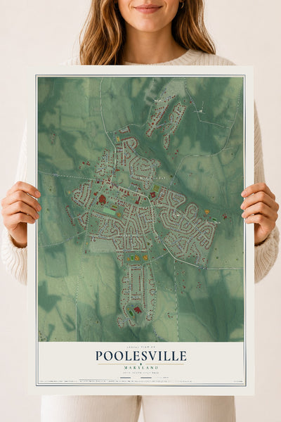 Map of Poolesville, Maryland, 18 x 24 inch unframed archival matte print