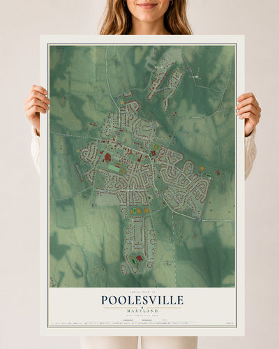 Map of Poolesville, Maryland, 24 x 36 inch unframed archival matte print