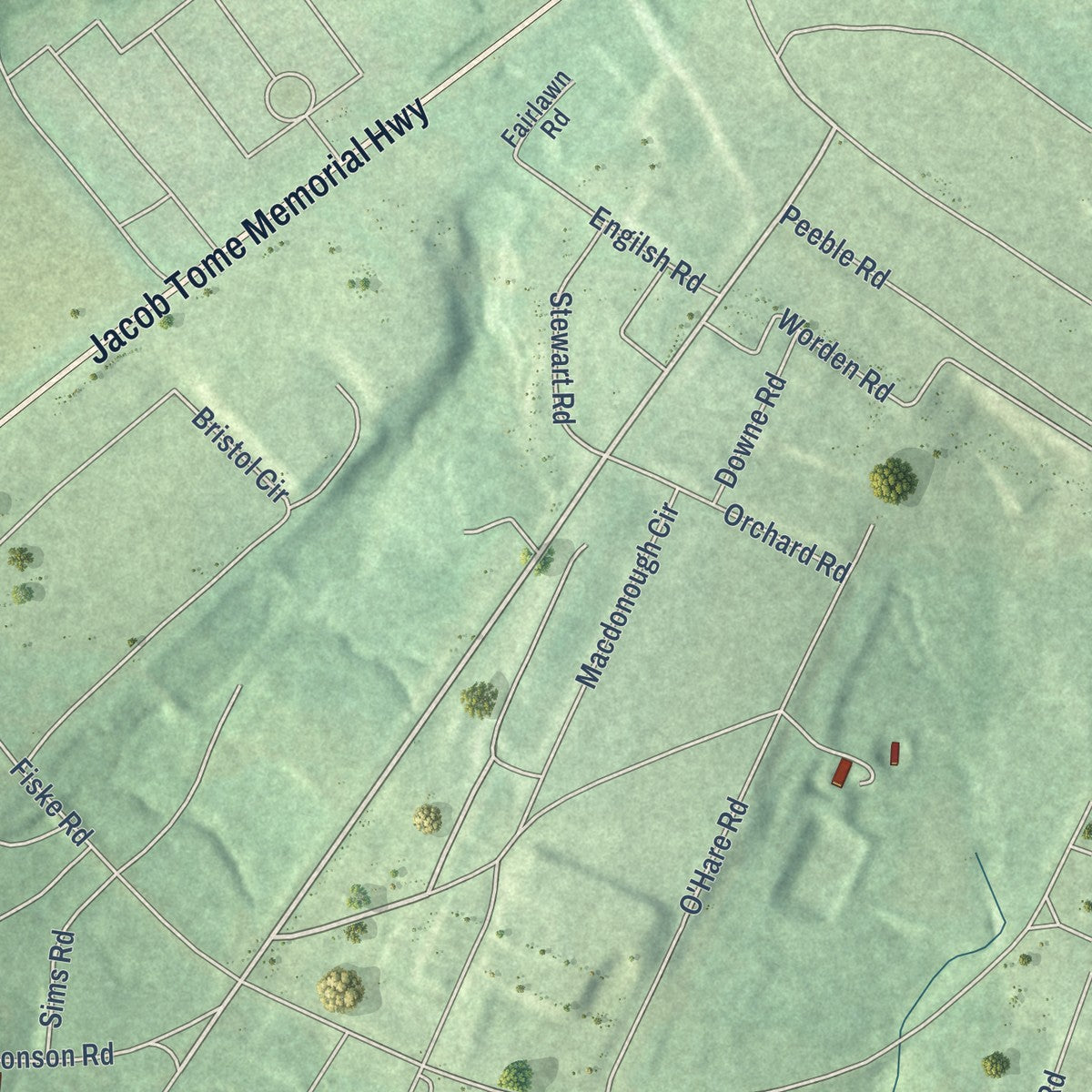 Second close-up of the map of Port Deposit, Maryland print showing more streets and buildings