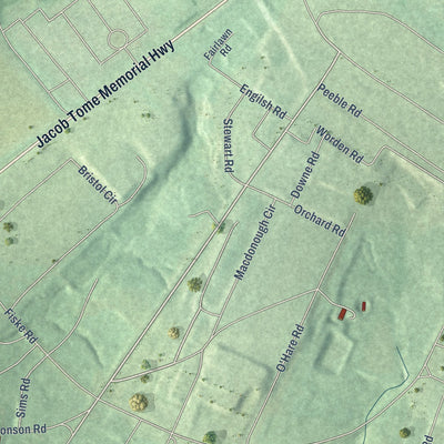 Second close-up of the map of Port Deposit, Maryland print showing more streets and buildings