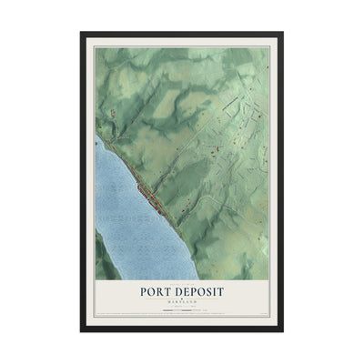 Map of Port Deposit, Maryland, 12 x 18 inch print in a black wood frame