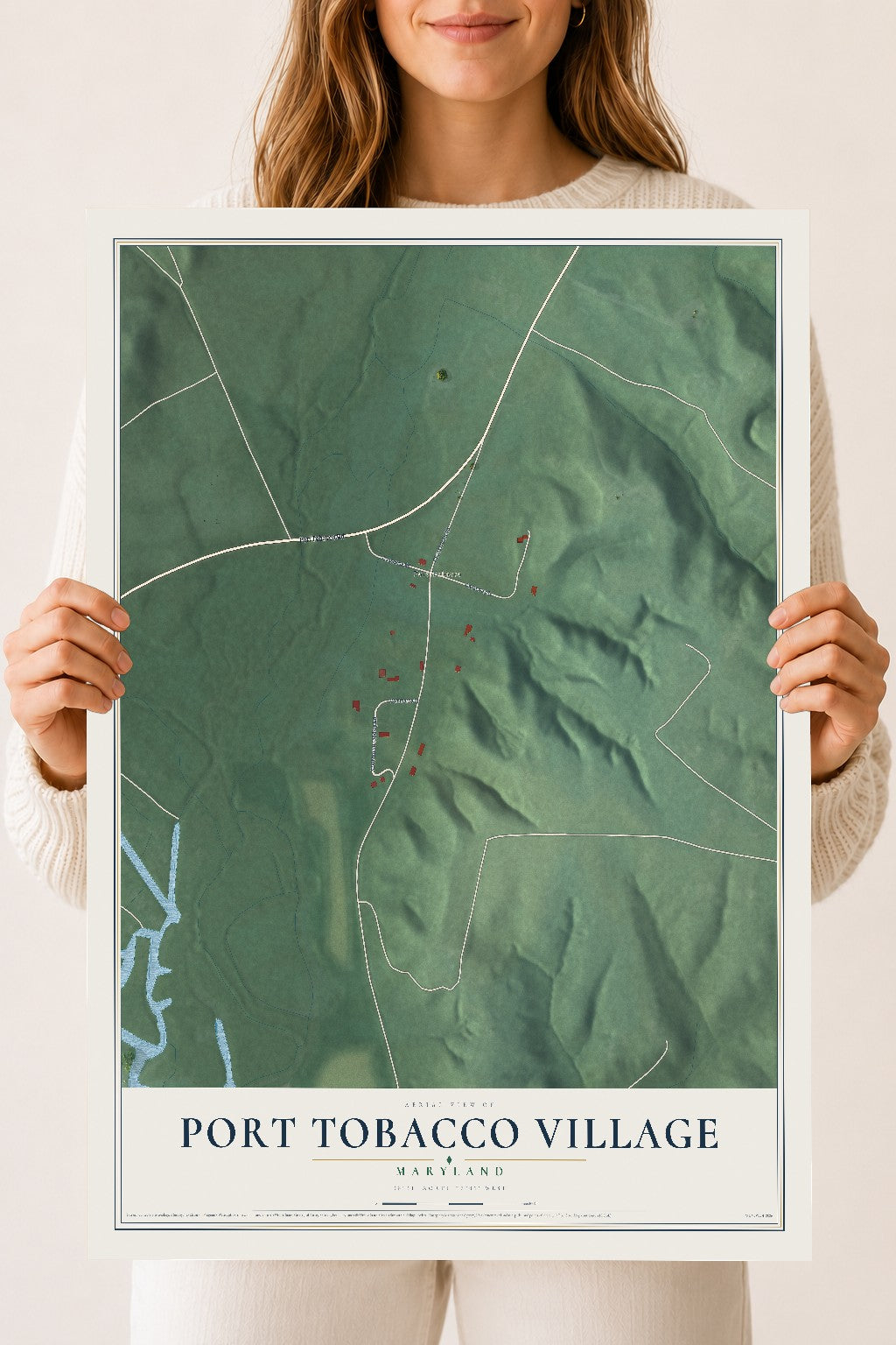 Map of Port Tobacco Village, Maryland, 18 x 24 inch unframed archival matte print