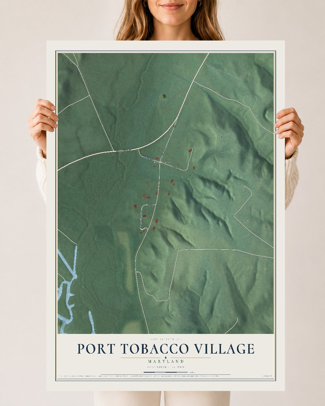 Map of Port Tobacco Village, Maryland, 24 x 36 inch unframed archival matte print