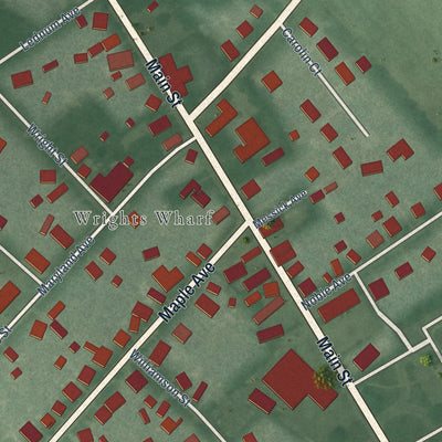 Close-up of the map of Preston, Maryland print showing street and building detail