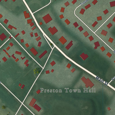 Second close-up of the map of Preston, Maryland print showing more streets and buildings