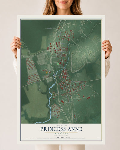 Map of Princess Anne, Maryland, 24 x 36 inch unframed archival matte print