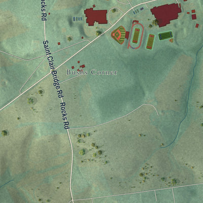 Close-up of the map of Pylesville, Maryland print showing street and building detail