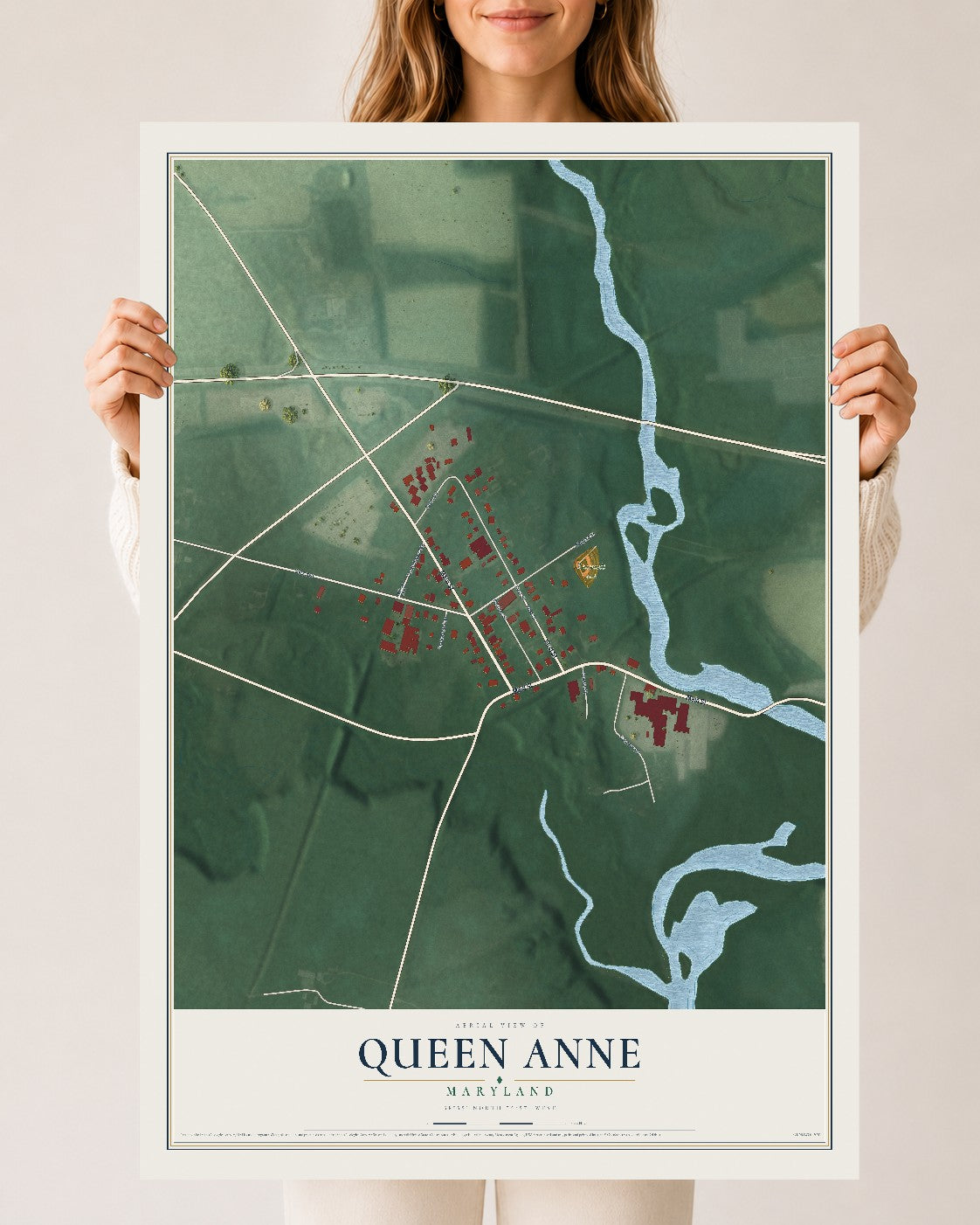 Map of Queen Anne, Maryland, 24 x 36 inch unframed archival matte print