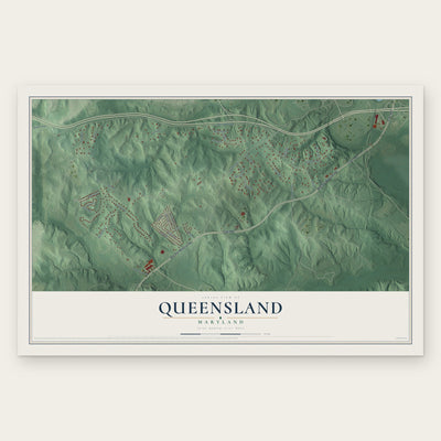 Queensland, Maryland map print, the full design