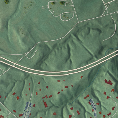 Close-up of the map of Queensland, Maryland print showing street and building detail