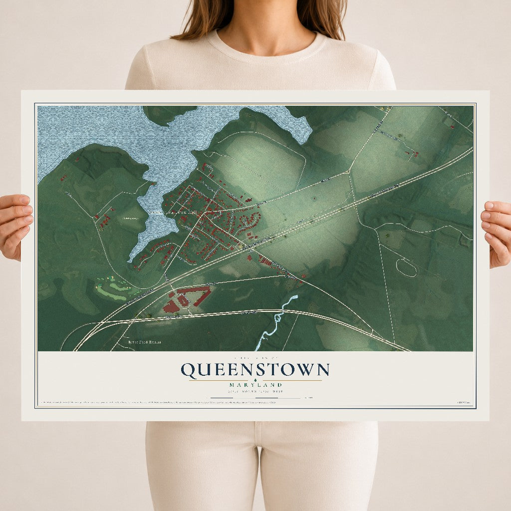 Map of Queenstown, Maryland, 18 x 24 inch unframed archival matte print