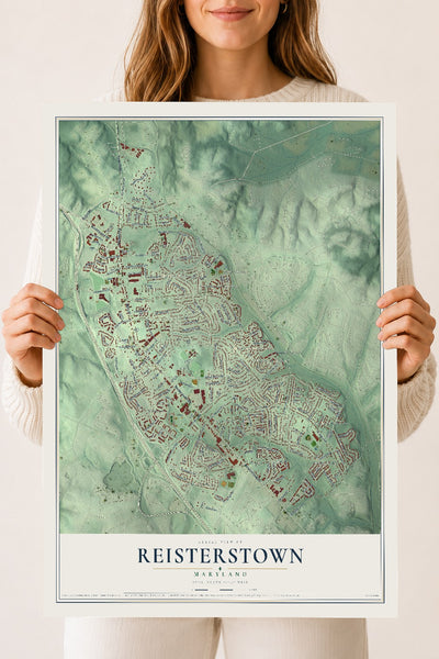 Map of Reisterstown, Maryland, 18 x 24 inch unframed archival matte print