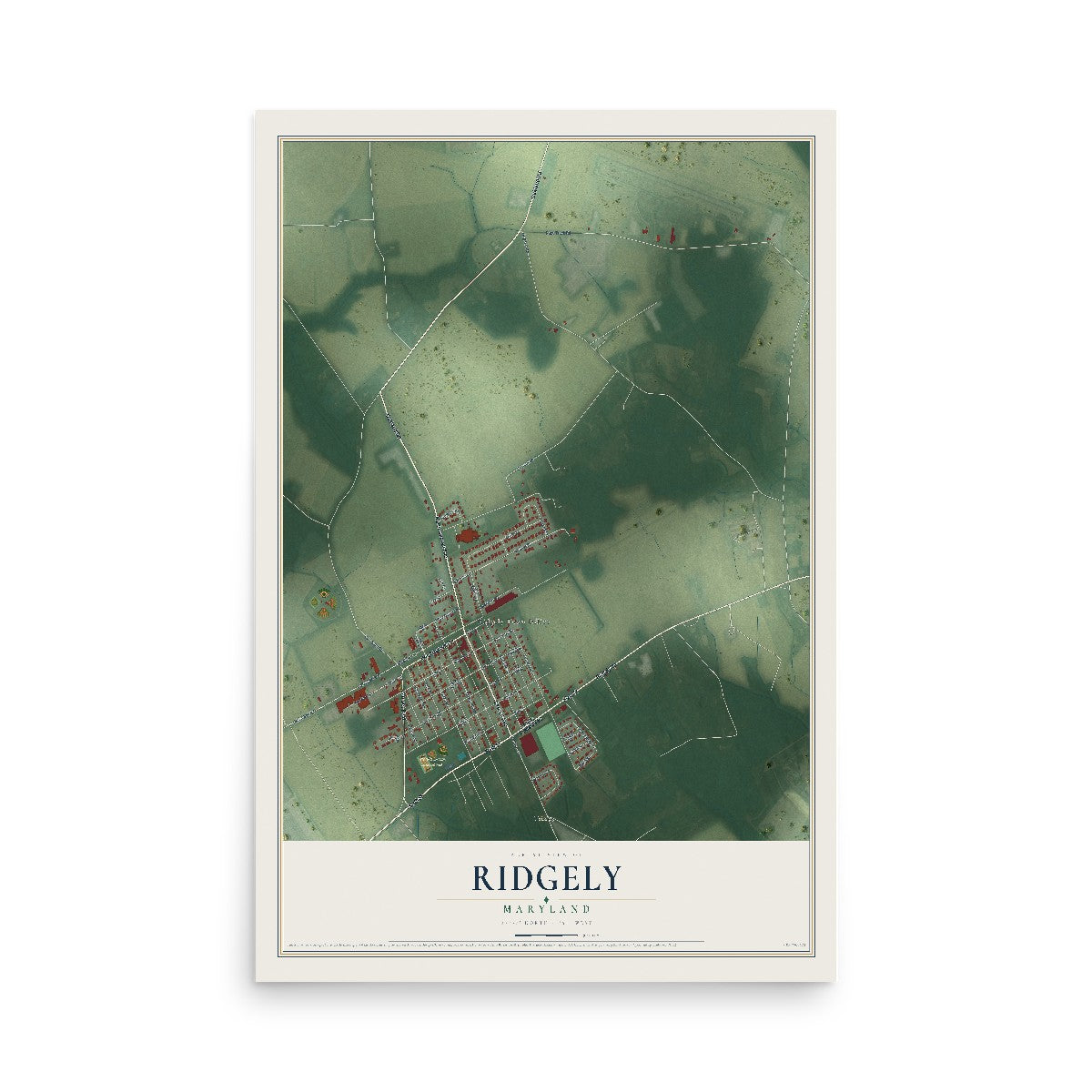 Map of Ridgely, Maryland, 12 x 18 inch unframed archival matte print