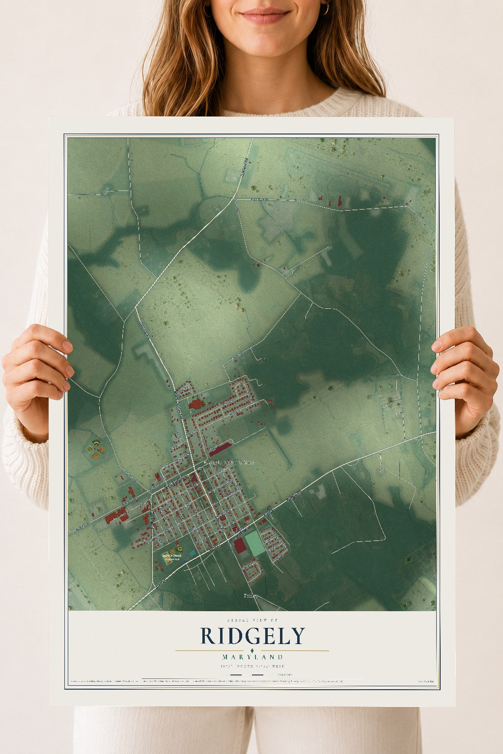 Map of Ridgely, Maryland, 18 x 24 inch unframed archival matte print