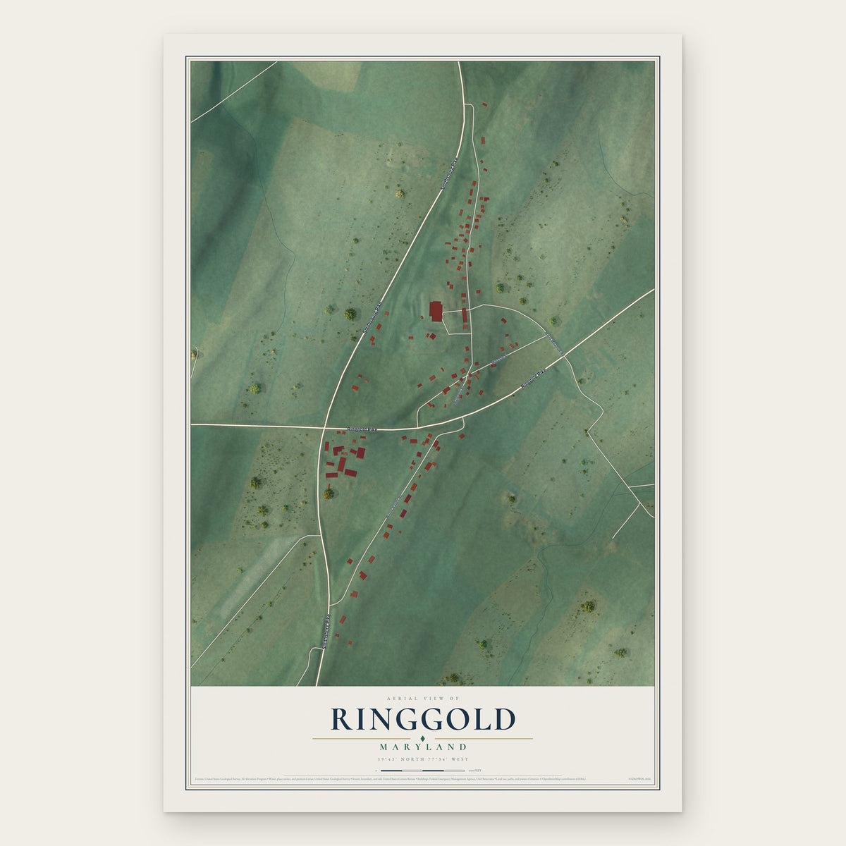 Ringgold, Maryland map print, the full design
