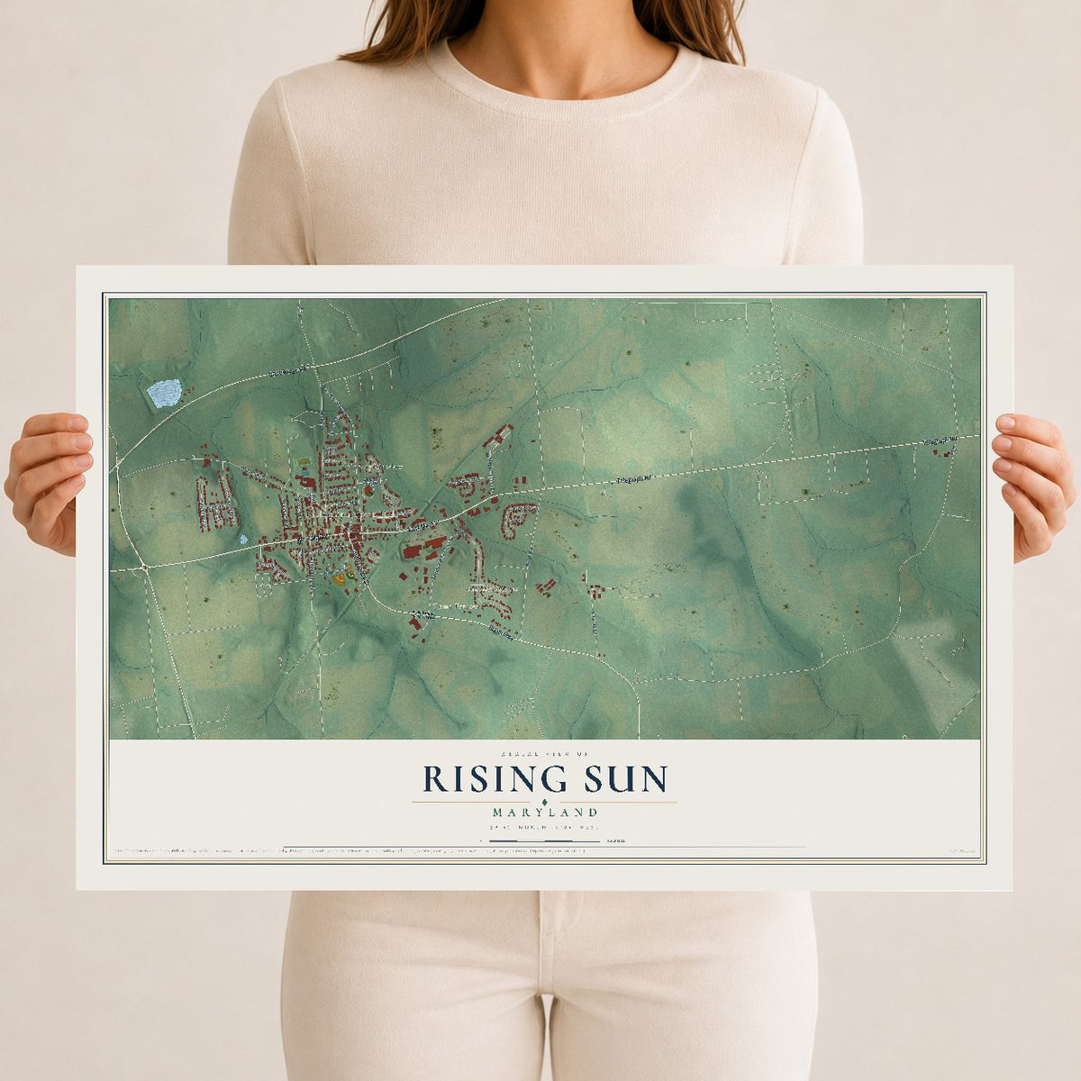 Map of Rising Sun, Maryland, 12 x 18 inch unframed archival matte print