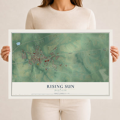 Map of Rising Sun, Maryland, 12 x 18 inch unframed archival matte print