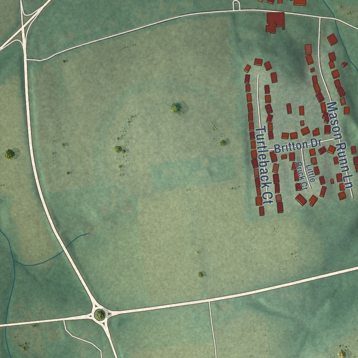 Second close-up of the map of Rising Sun, Maryland print showing more streets and buildings
