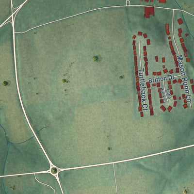 Second close-up of the map of Rising Sun, Maryland print showing more streets and buildings