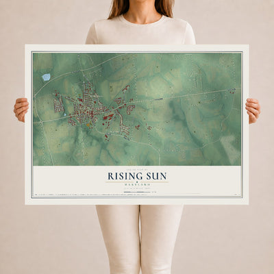 Map of Rising Sun, Maryland, 24 x 36 inch unframed archival matte print