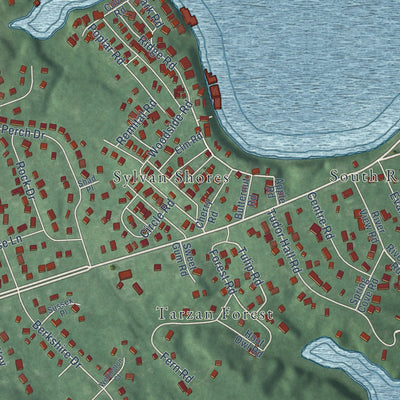 Close-up of the map of Riva, Maryland print showing street and building detail