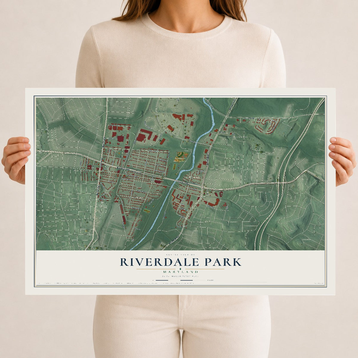 Map of Riverdale Park, Maryland, 12 x 18 inch unframed archival matte print