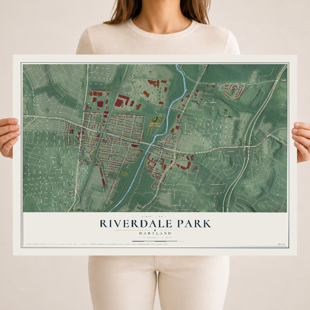 Map of Riverdale Park, Maryland, 18 x 24 inch unframed archival matte print