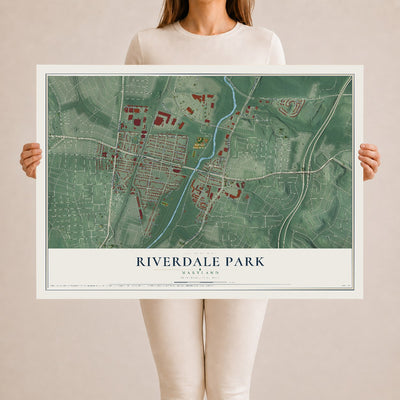 Map of Riverdale Park, Maryland, 24 x 36 inch unframed archival matte print