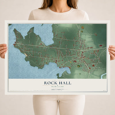 Map of Rock Hall, Maryland, 18 x 24 inch unframed archival matte print