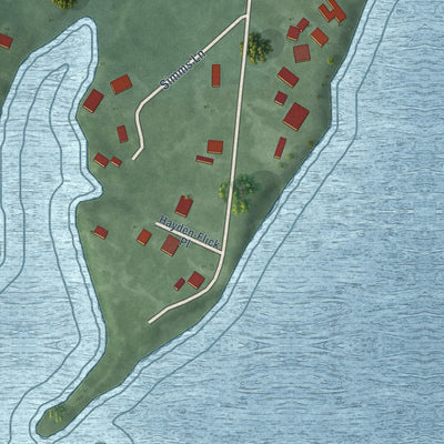 Close-up of the map of Rock Point, Maryland print showing street and building detail