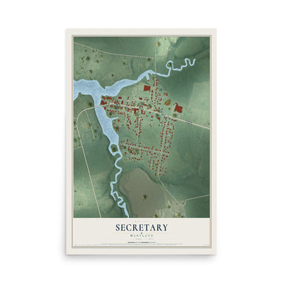 Map of Secretary, Maryland, 12 x 18 inch unframed archival matte print