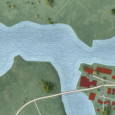 Second close-up of the map of Secretary, Maryland print showing more streets and buildings