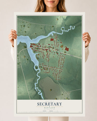Map of Secretary, Maryland, 24 x 36 inch unframed archival matte print