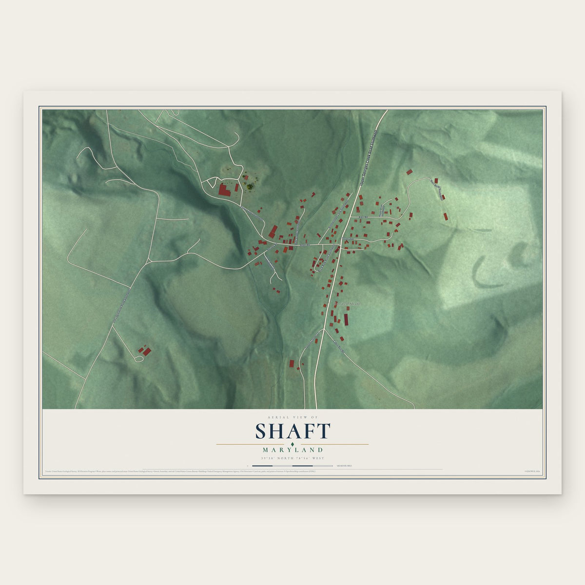 Shaft, Maryland map print, the full design