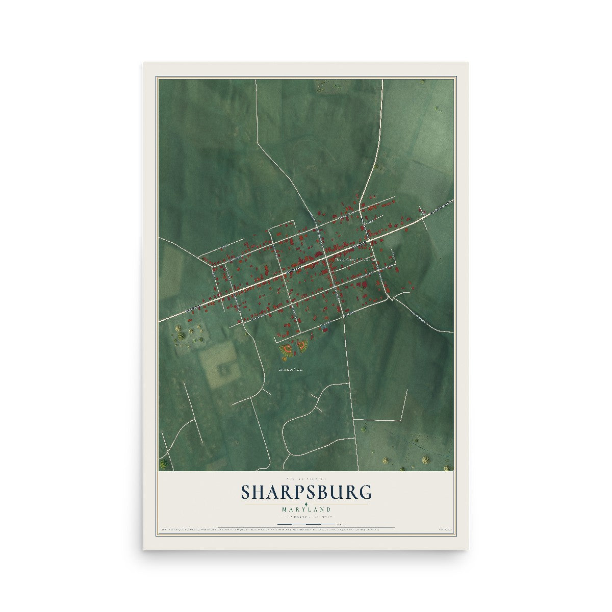 Map of Sharpsburg, Maryland, 12 x 18 inch unframed archival matte print