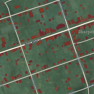 Close-up of the map of Sharpsburg, Maryland print showing street and building detail